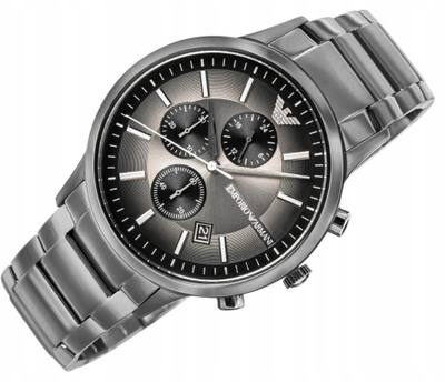 Orë dore Emporio Armani Chronograph, 43mm, çelik inoks, gri gunmetal