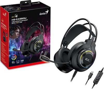 Kufje gaming Genius GX Gaming HS-GX580U, me mikrofon, me kabllo, të zeza