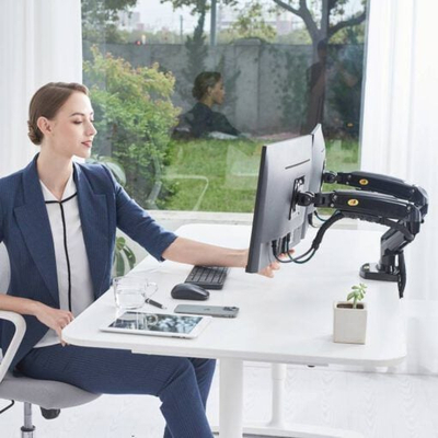 Stendë për monitorë North Bayou F160, për 2 monitorë 17-27", që vihet në tavolinë, e zezë