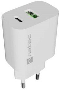 Karikues rrjeti Natec Ribera, 20W, 1x USB A, 1x USB C, i bardhë