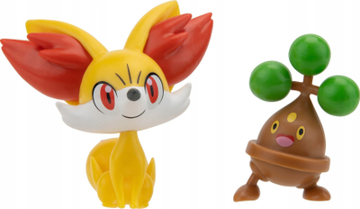 Figura lodër Pokemon Fennekin dhe Bonsly, set për me u ndesh, shumëngjyrëshe