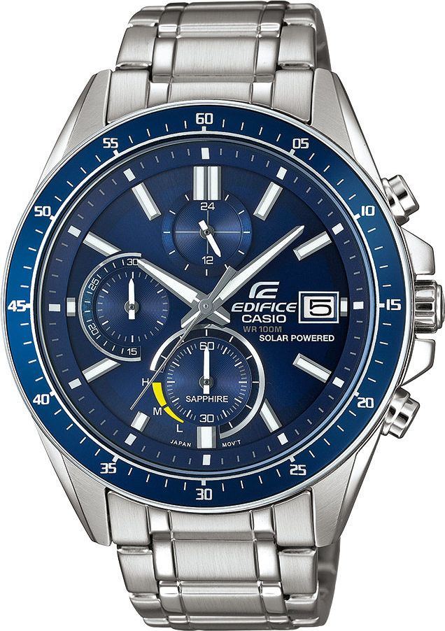 Orë dore Casio Edifice EFS S510D 2AVUEF, kronograf, cadran blu, argjendtë