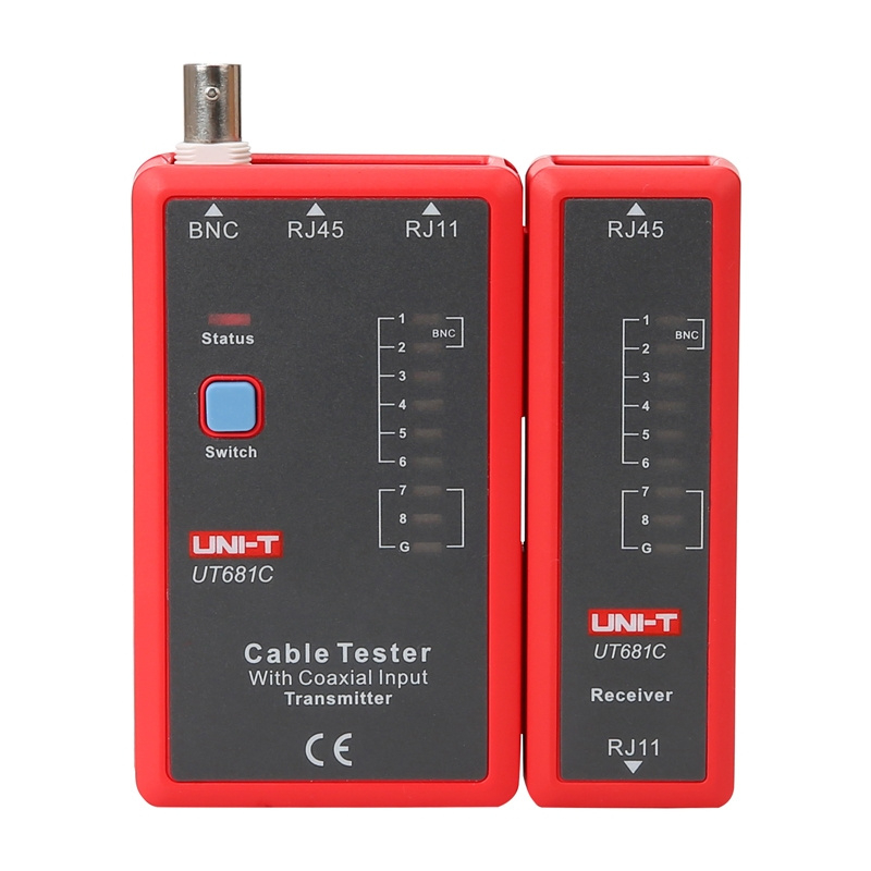 Testues kabllosh UNI-T UT681C, RJ45 RJ11 BNC, profesional, i kuq