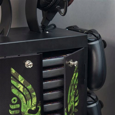 Organizues lojërash Numskull Gaming Locker, mbajtëse kontrollori dhe kufjesh, për Xbox PS5 Nintendo Switch, i zi