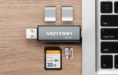 Lexues kartash Vention USB 2.0 multi-funksion, OTG, gri