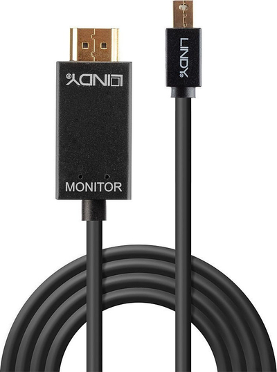 Kabllo video Lindy 33365, Mini DisplayPort në HDMI, 2m, e zezë