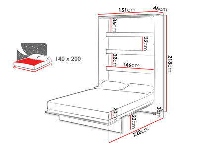 Krevat BED CONCEPT BC-01 140x200 vertikal,