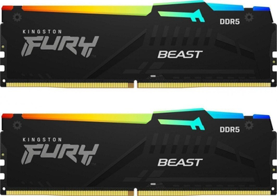 Memorie Kingston Fury Beast RGB, DDR5, 32 GB, 6000 MHz, CL30, KF560C30BBAK2-32