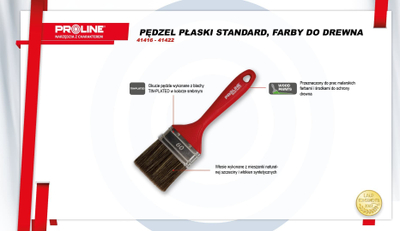 Furçë e rrafshët Pro-Line Standard, 30mm, dorezë plastike, për dru