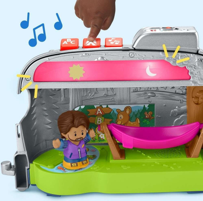 Set lodrash Fisher-Price Little People Light-Up Learning Camper, edukativ, me drita dhe tinguj, shumëngjyrësh