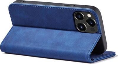 Këllëf magnetik flip Hurtel Magnet Fancy Case për iPhone 14, me portofol, me qëndrim, blu
