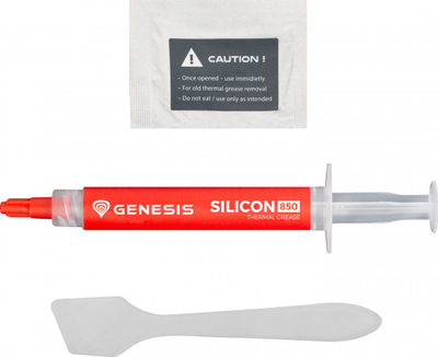 Pastë termike përçuese Genesis Silicone 850 2g (NTG-1605). 13,4 W / mK, -30 ° C në 250 ° C, 2.5 g / cm3