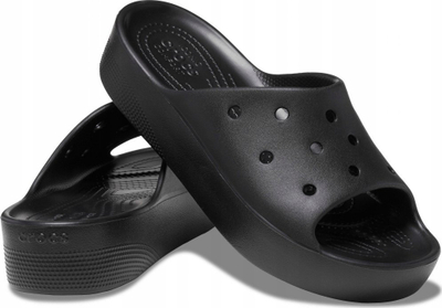 Shapka gocash Crocs Classic Platform Slide W 208180-001, me platformë, sintetike, ngjyrë e zezë