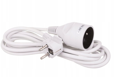 Zgjatës elektrik pa markë 3x1.0, 1 dalje, 3 m, i bardhë