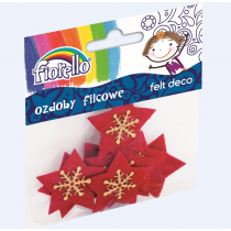 Dekor prej filci Fiorello GR-CH301, me formë ylli, i kuq