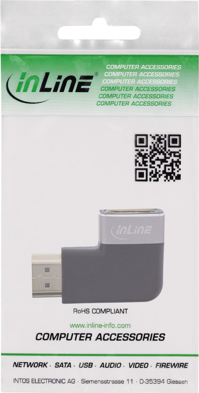 Adapter HDMI InLine, prizë dhe portë HDMI A, kënd 90°, 8K UHD, i zi