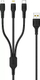 Kabllo USB Denmen 29360, USB A në USB C microUSB Lightning, 1 m, e zezë