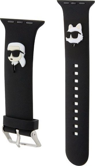 Rrip dore Karl Lagerfeld për Apple Watch, 38/40/41mm, gome, i zi
