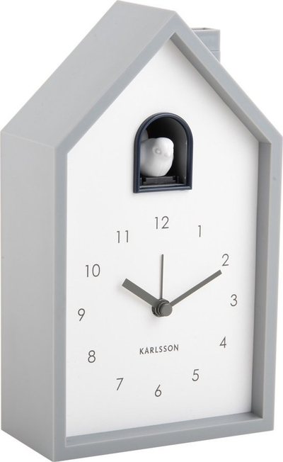 Будилник Karlsson Modern Cuckoo, маса, украсен, бел