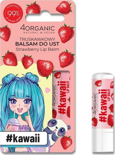 Balsam buzësh 4organic Kawaii Strawberry, 5g, aromë luleshtrydheje