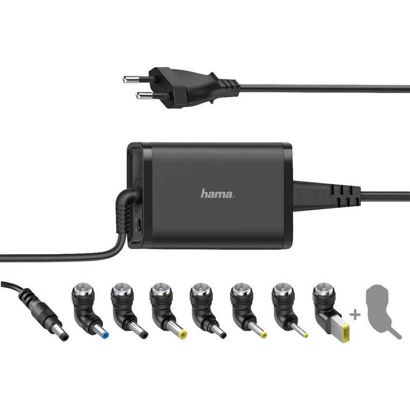 Karikues për laptop Hama, universal, 100-240V, 15-19V, 65W, 200002, i zi