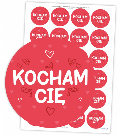 Ngjitëse zbukuruese LearnHow Valentine’s Stickers I Love You, set 24 copë, t’rrumbullakta, t’kuqe