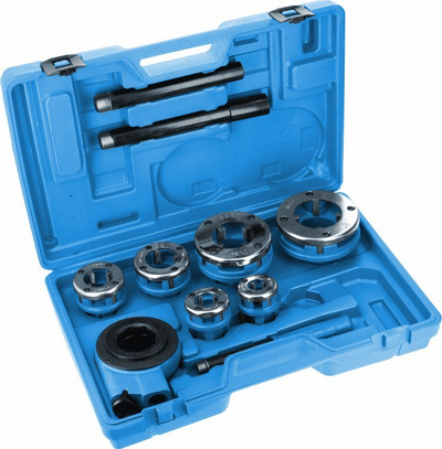 Makine dore për filetim, komplet me 6 matrica 1/2"-2", me racetë dy-drejtimshe, në kuti plastike
