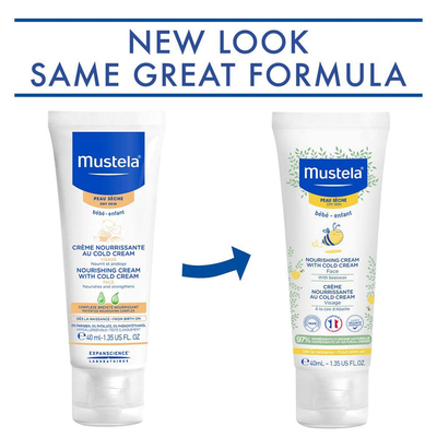 Krem fytyre Mustela Nourishing Cream with Cold Cream, bebe dhe fëmijë, 40ml, e bardhë