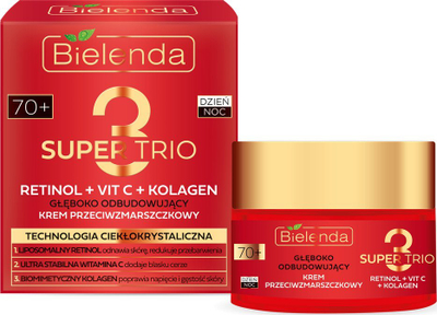 Kрем за лице Bielenda Super Trio Retinol Vit C Kollagen 70+, ден и ноќ, 50 ml