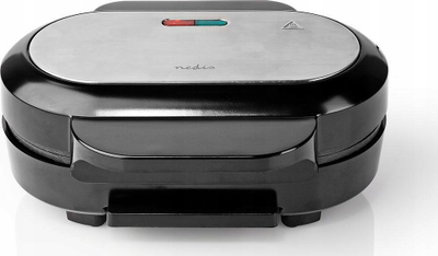 Grill elektrik për hamburgera Nedis KAAJ110FBK, 1000W, pllaka jo-ngjitëse, i zi argjendtë