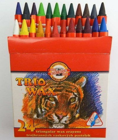 Боички од восок Koh-i-noor TRIO WAX, триаголни, сет 24 парчиња, повеќебојни