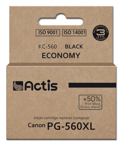 Patronë boje Actis KC-560 Supreme, zëvendësim për Canon PG-560XL, 22 ml, i zi