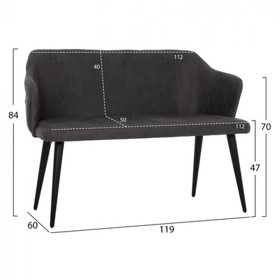 Divan 2-vendesh Carlos 119×60×84 cm (FB99273.11), gri