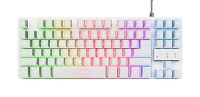 Tastierë gaming Trust GXT833W Thado TKL, RGB, me kabllo, e bardhë