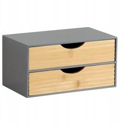 Organizues tavoline Kesper Mini Chest, 2 sirtarë bambu, gri