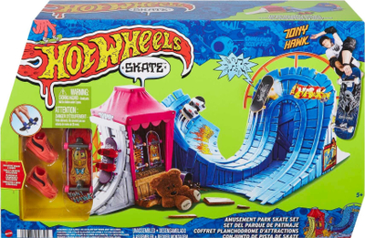 Set lodrash Hot Wheels Skate Amusement Park, me fingerboard Tony Hawk, efekte zanore, shumëngjyrësh