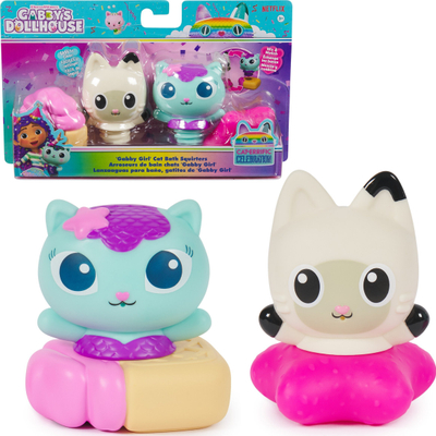Set lodrash banjo Gabby Cat Bath Squirters, 2 figura, shumëngjyrëshe