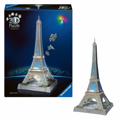 Puzzle 3D Ravensburger Light up Eiffel Tower, 235 pjesë, LED, shumëngjyrësh