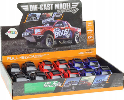 Makine lodër off road Leantoys MIX, die-cast metal, me rimorkio, ngjyra të përziera