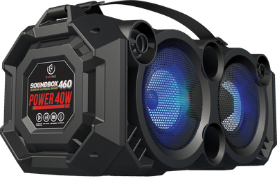 Kutinë zëri Bluetooth Rebeltec SoundBox 460, me drita RGB, hyrje mikrofoni, e zezë