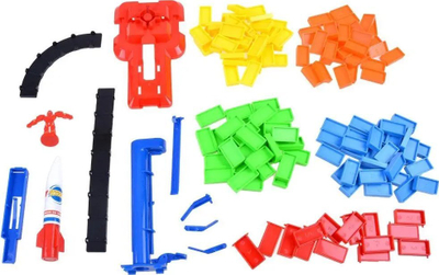 Lodër edukative Cosmic Domino Rocket ZA3494, set domino raketë, shumëngjyrëshe