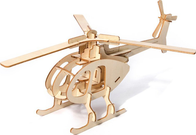 Puzzle 3D druri Nice-idea, model helikopter, montohet vetë pa ngjitës, ngjyrë druri natyrale