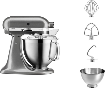 Robot kuzhine KitchenAid Artisan 5KSM185PSEMS, 4.8L, 300W, gri metalik