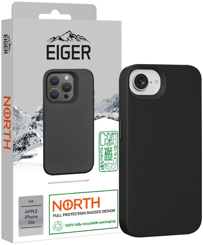 Kapak telefoni Eiger North për iPhone 16e, dy shtresa, i zi