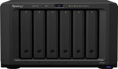 NAS Synology DiskStation DS1621+, 6 slote, për rrjet, ngjyrë e zezë