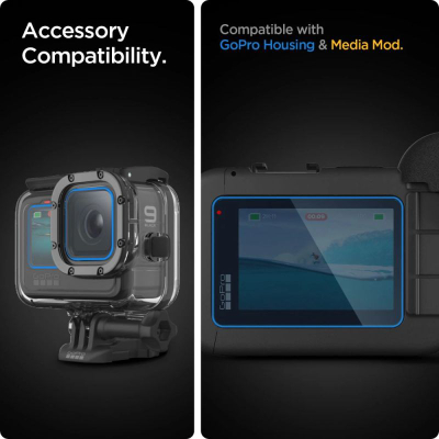 Mbrojtëse ekrani Spigen GlasTR Slim për GoPro Hero 12 11 10 9, xham i fortë i temperum, paketë me disa copë