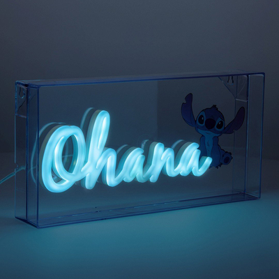 Dritë LED neon Disney Stitch Ohana, 15 x 30 cm, USB, blu
