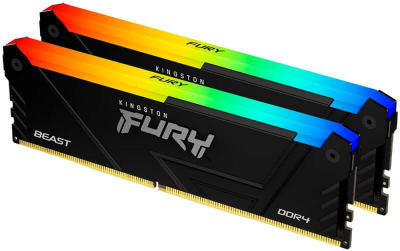 Memorie RAM Kingston FURY Beast, 32GB DDR4 3200MT/s, Kit 2x16GB, RGB, e zezë