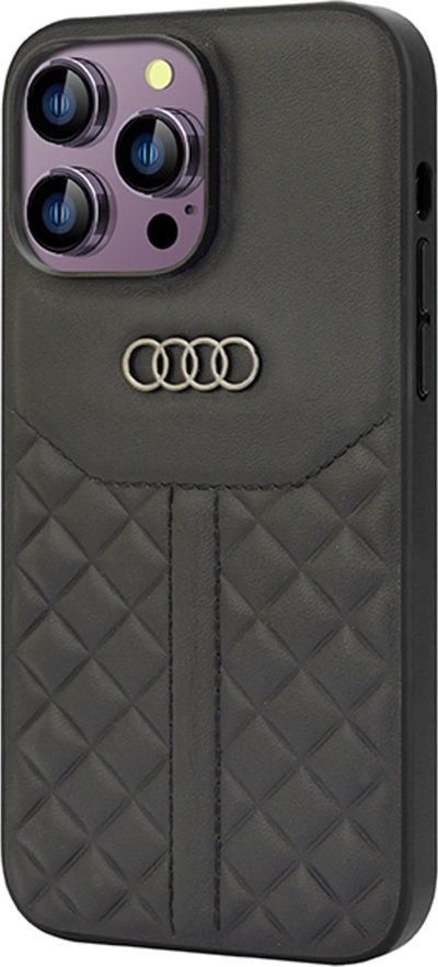 Këllëf telefoni Audi Genuine Leather për iPhone 14 Pro Max, lëkurë natyrale, i zi