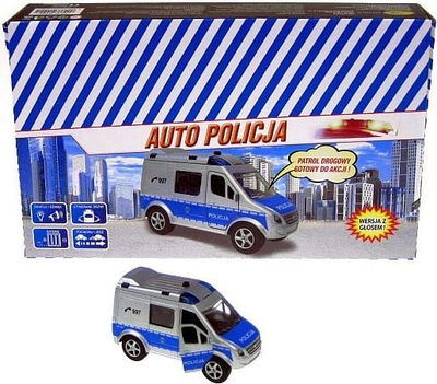 Veture lodër policie Hipo HKG088, 11cm, me drita dhe zë, e bardhë blu